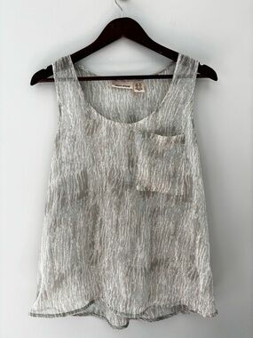DKNY Jeans Sheer Abstract Tank XS Minimal Luxe